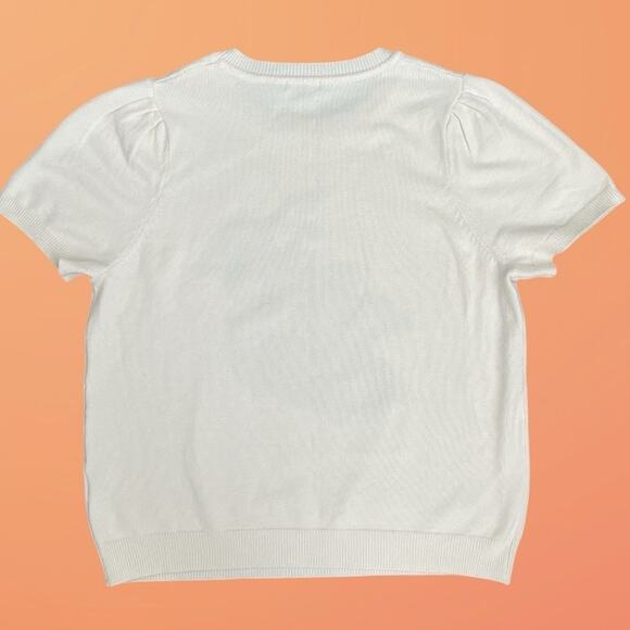 Skies Are Blue Cream Knit Short Sleeve Sweater Lemon Print Women’s Plus 1X NWOT - Picture 4 of 11